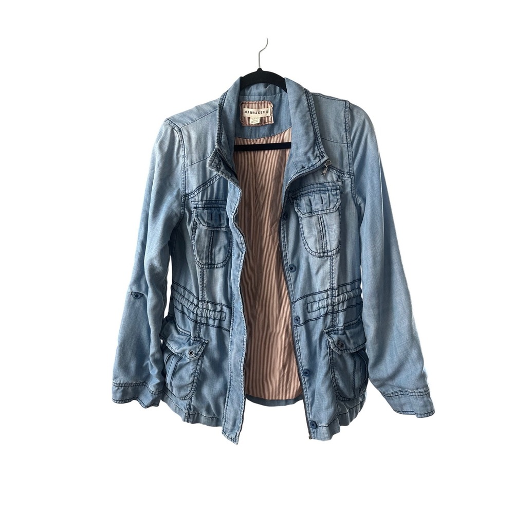 Marrakech Chambray Utility Jacket Light Wash Blue… - image 1